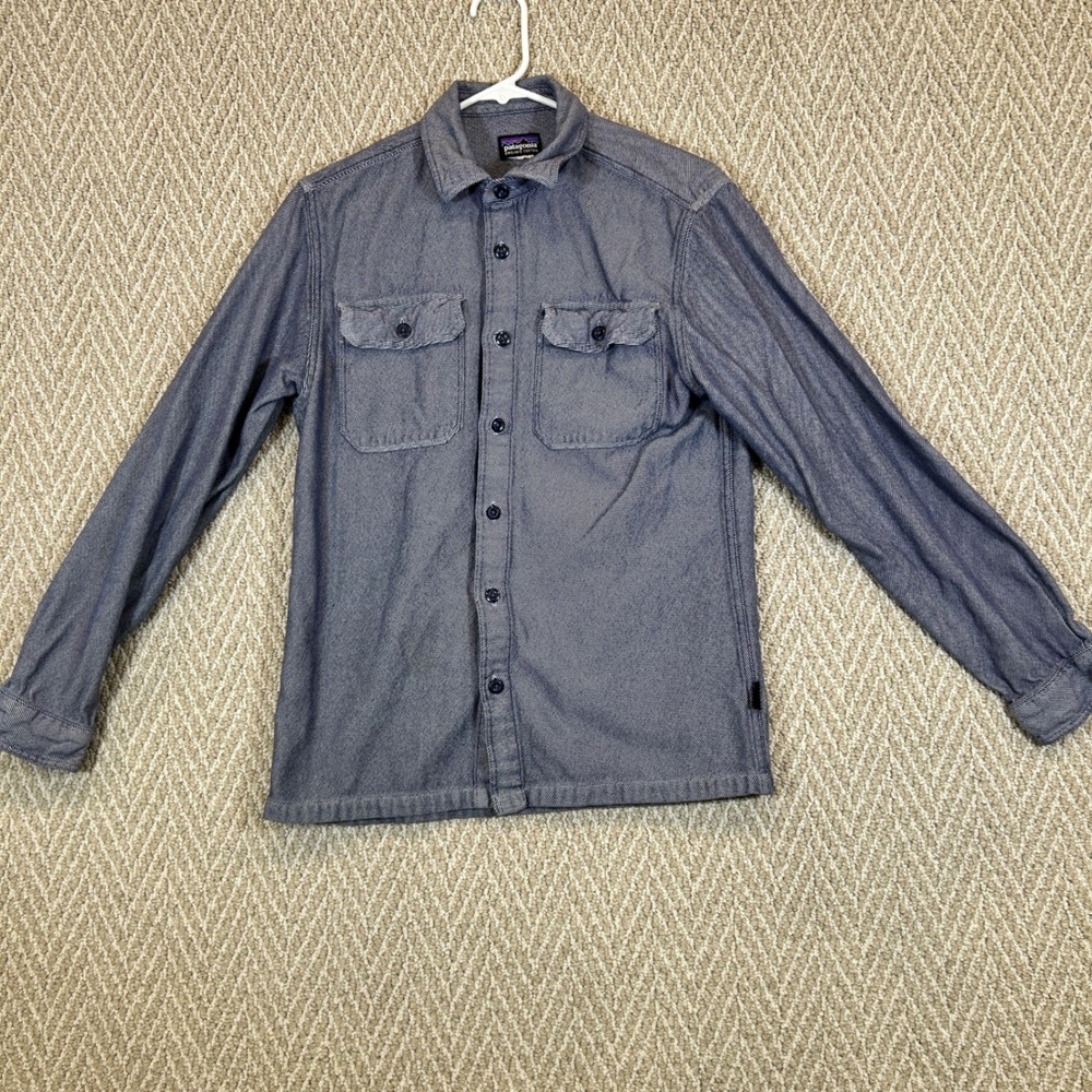 Patagonia Shirt Mens S Organic Cotton Blue Micro Stripe Long Sleeve Button Down